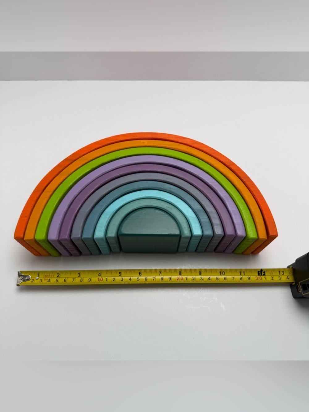 Wooden Rainbow Stacking Toy in Bright Multicolor(Sample—defective.⚠️） - Picture 5 of 11